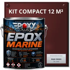EPOXY - PINTURA EPÓXICA CONVERTIDOR ÓXIDO - GRADO MARINO EPOX MARINE - KIT COMPACT 12 M² - ROJO ÓXIDO