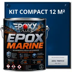 EPOXY - PINTURA EPÓXICA CONVERTIDOR ÓXIDO - GRADO MARINO EPOX MARINE - KIT COMPACT 12 M² - AZUL TRÁFICO