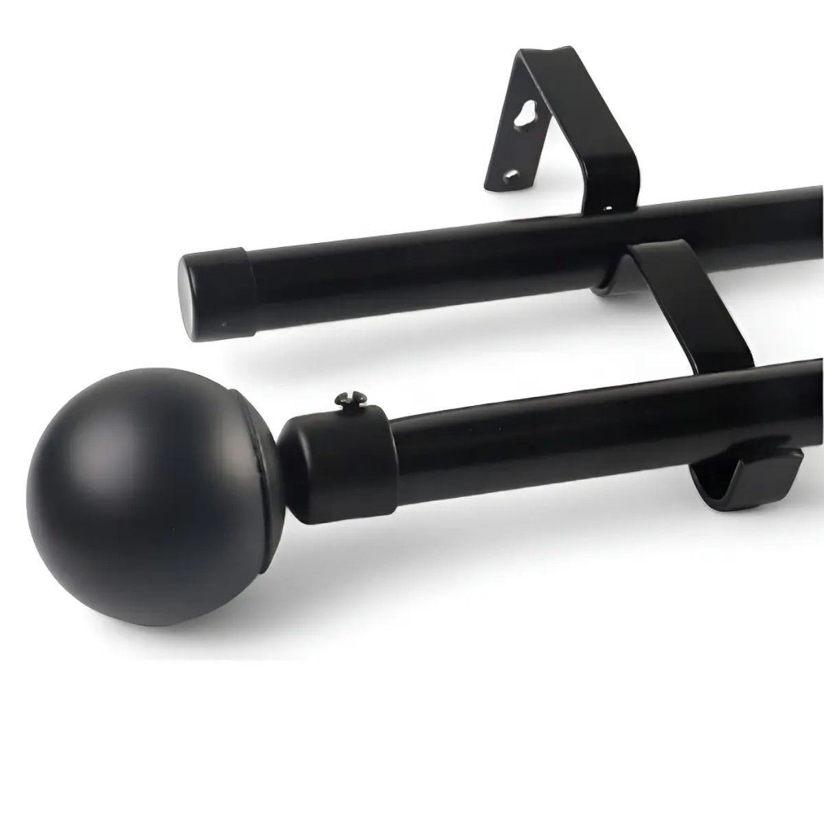 GENERICO - Barra De Cortina Duo Ajustable Negra 120-210 Color Bola BELUG