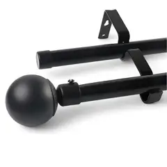 GENERICO - Barra De Cortina Duo Ajustable Negra 120-210 Color Bola BELUG