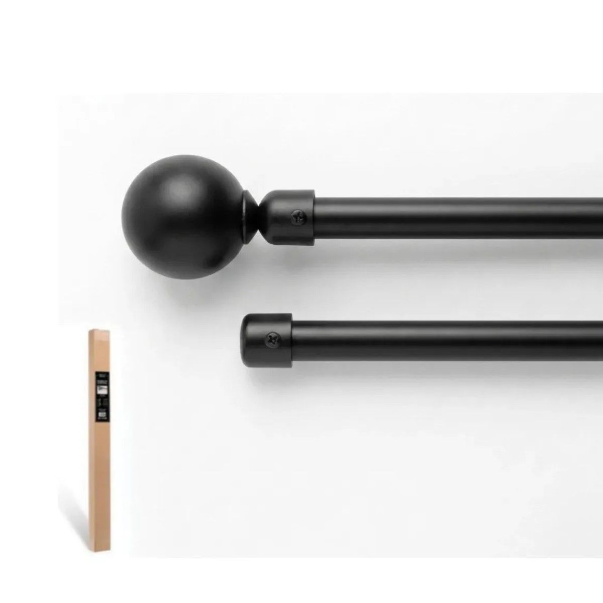GENERICO - Barra De Cortina Duo Ajustable Negra 120-210 Color Bola BELUG