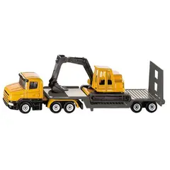 GENERICO - CAMION CON CAMA BAJA Y EXCAVADORA AMARILLA 158x36x52MM
