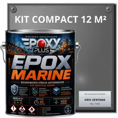 EPOXY - PINTURA EPÓXICA CONVERTIDOR ÓXIDO - GRADO MARINO EPOX MARINE - KIT COMPACT 12 M² - GRIS VENTANA