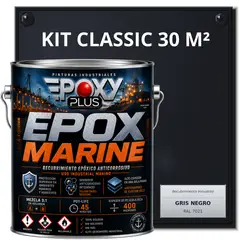 EPOXY - PINTURA EPÓXICA CONVERTIDOR ÓXIDO - GRADO MARINO EPOX MARINE - KIT CLASSIC 30 M² - GRIS NEGRO