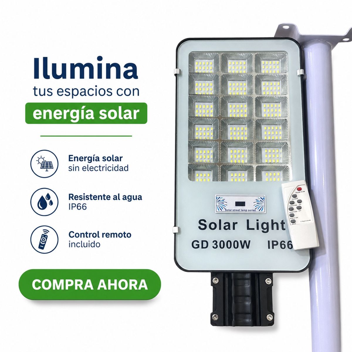 DOPA - Foco Lampara Solar Led 3000w Exterio Ip66 Con Control Remoto