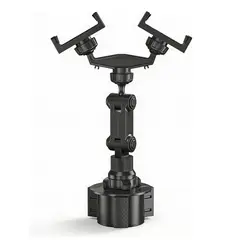 GENERICO - Soporte Portavasos Giratorio Doble Para Celular Universal