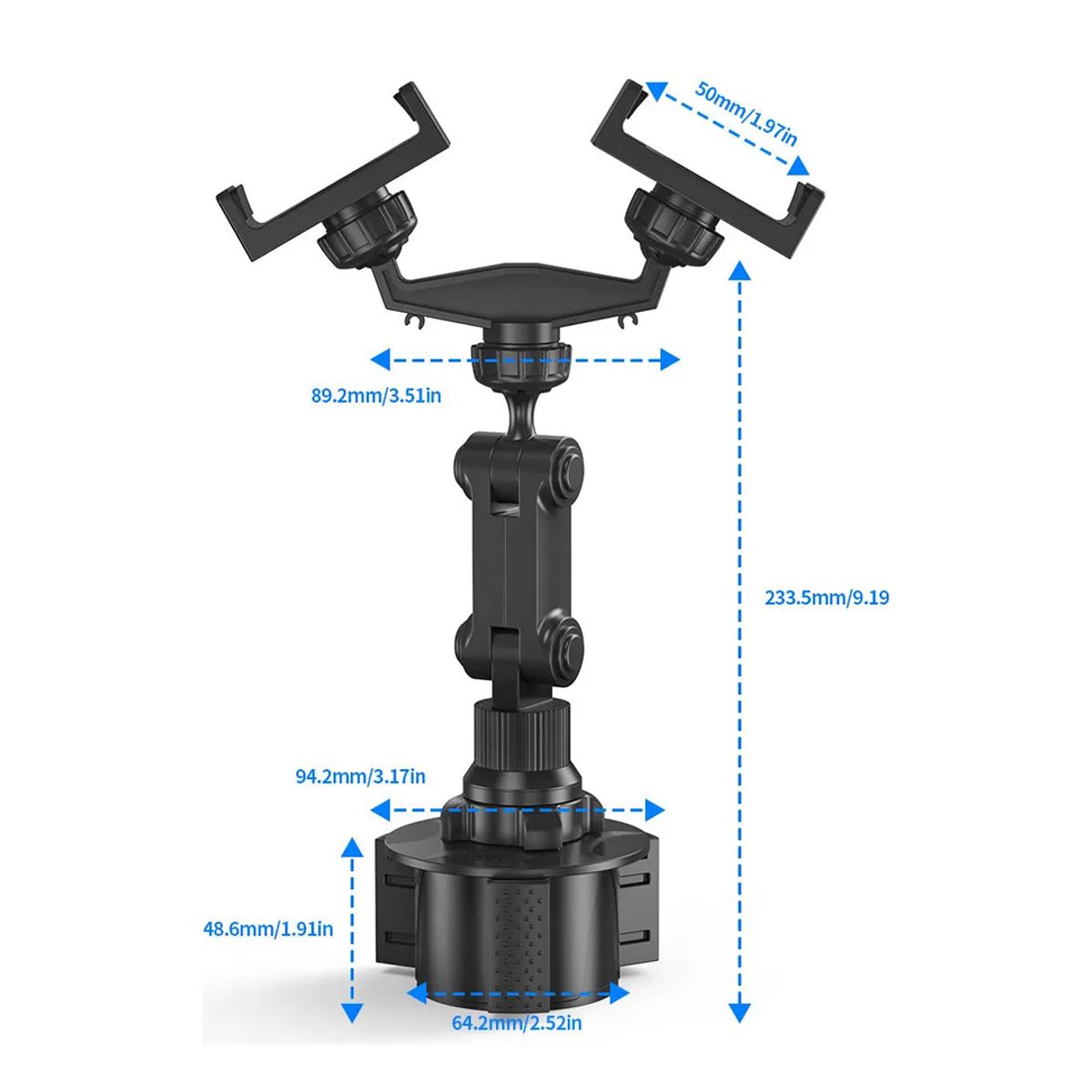 GENERICO - Soporte Portavasos Giratorio Doble Para Celular Universal