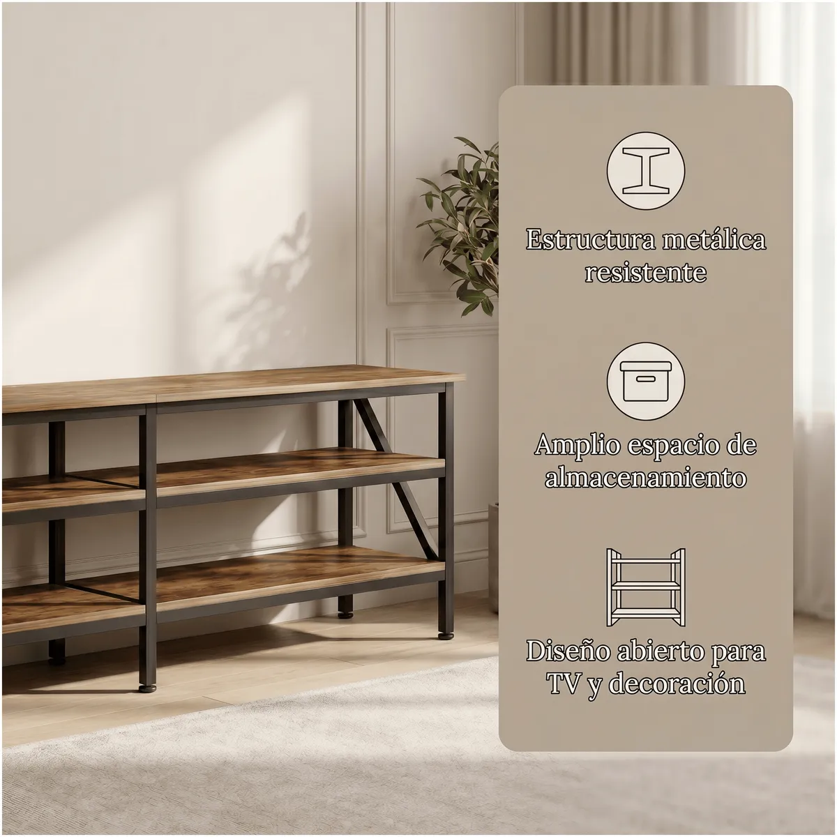 HOMER DESIGN - Rack Tv Mariana 140x40x51cm Tipo Estanteria Mulifuncional
