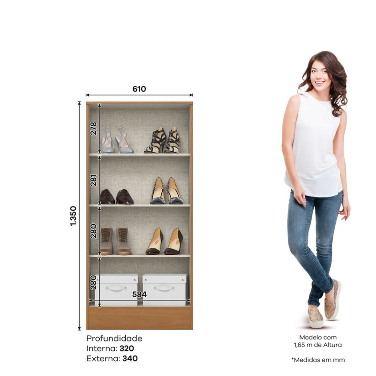 Closet multiuso 2 puertas cinamomo Off White Briz, marca GENERICO - Foto 2