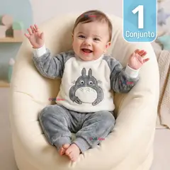 JUMP KIDS - Conjunto Buzo Polerón Frizado 2 Piezas Niño Bebe Corderito Liso White Bunny