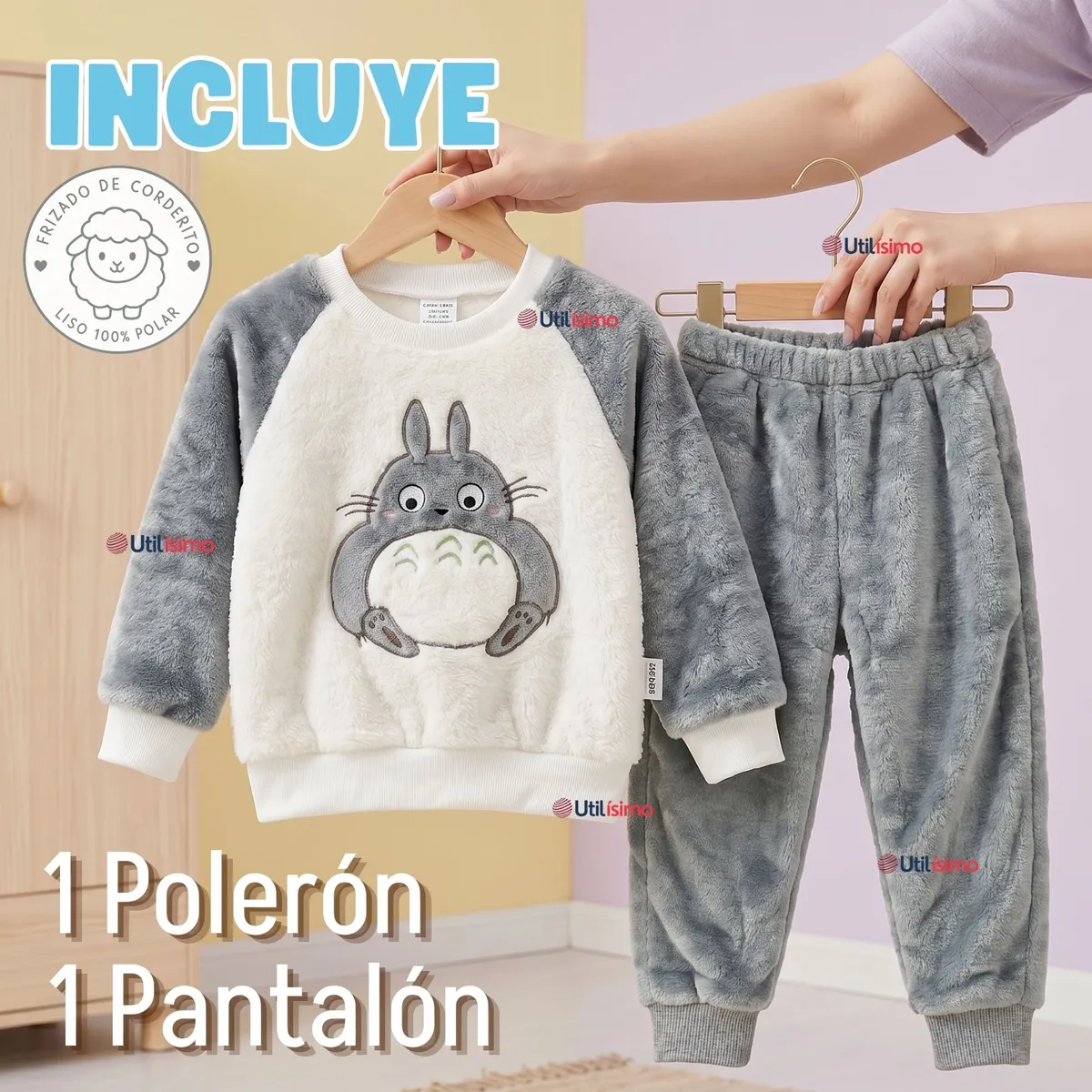 JUMP KIDS - Conjunto Buzo Polerón Frizado 2 Piezas Niño Bebe Corderito Liso White Bunny