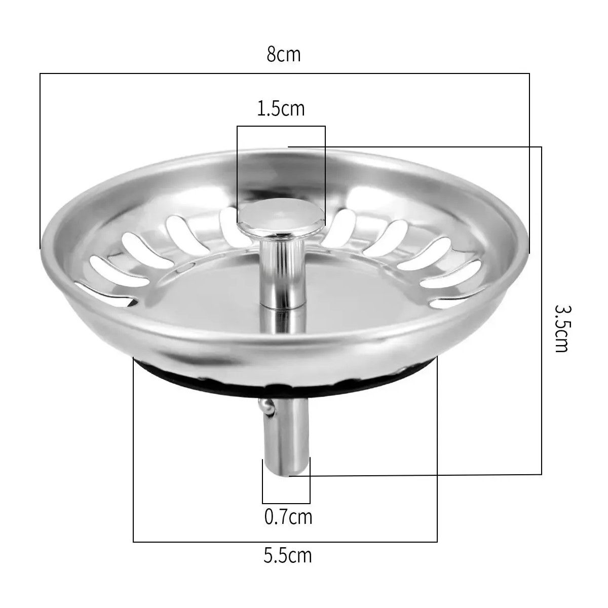 GENERICO - Tapon Metalico Colador Lavaplatos Fregadero Plateado BELUG