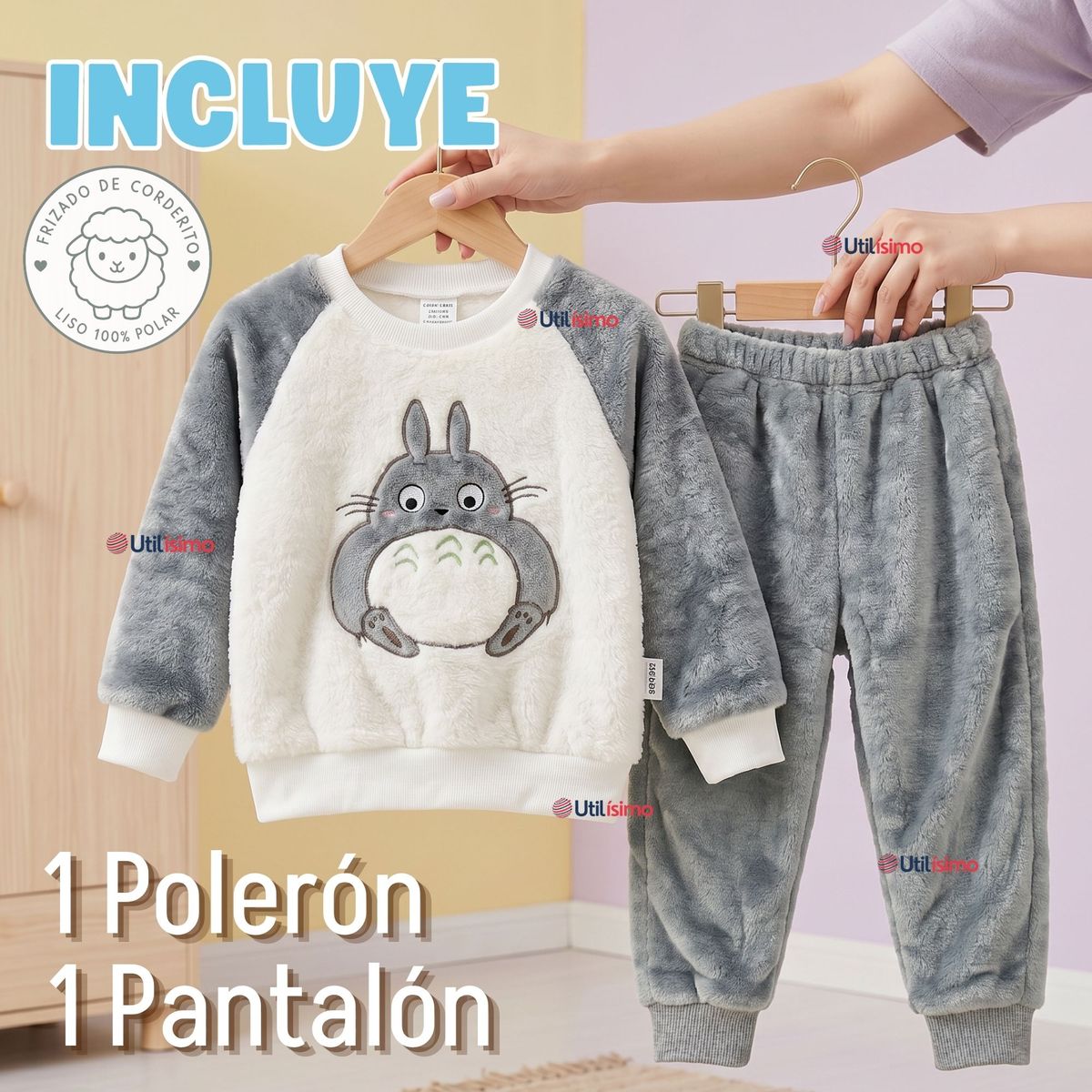 JUMP KIDS - Conjunto Buzo Polerón Frizado 2 Piezas Niño Bebe Corderito Liso White Bunny