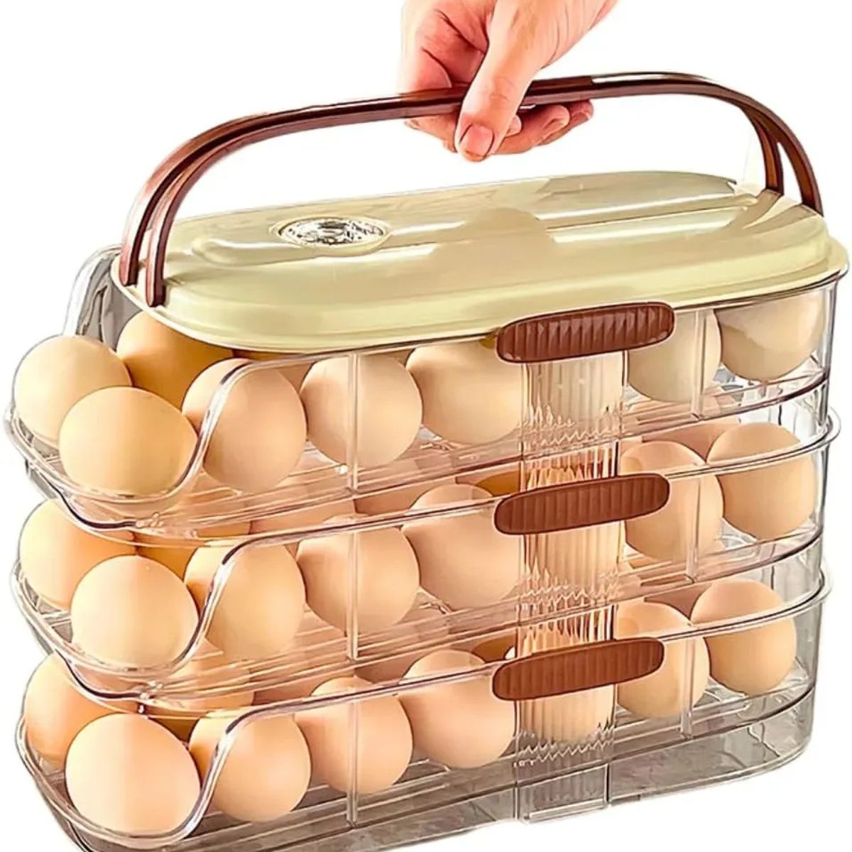 EVERSO - Organizador de Huevos 3 Niveles 36 Unidades con Tapa y Asa
