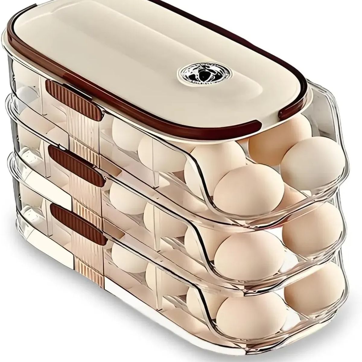 EVERSO - Organizador de Huevos 3 Niveles 36 Unidades con Tapa y Asa