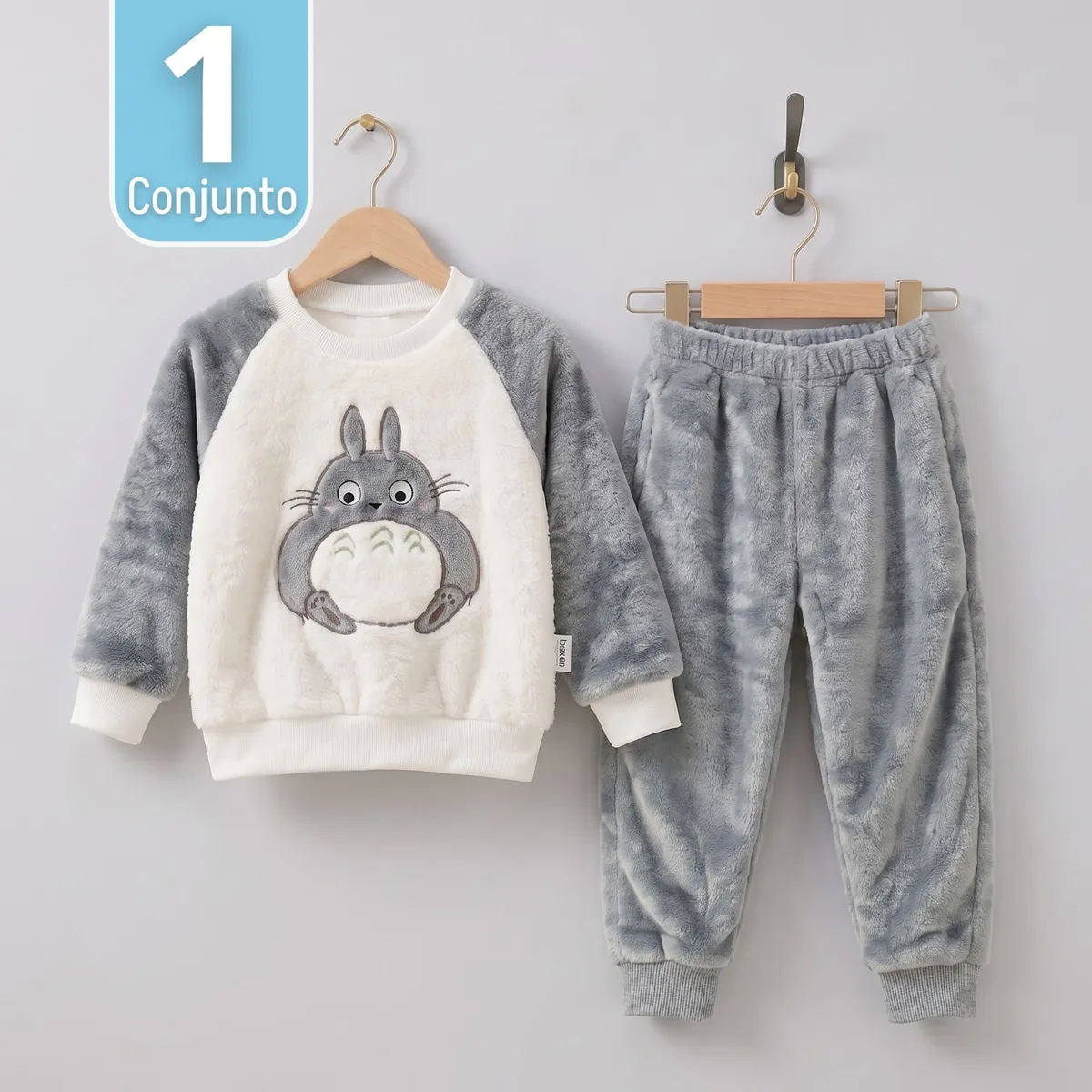 JUMP KIDS - Conjunto Buzo Polerón Frizado 2 Piezas Niño Bebe Corderito Liso White Bunny