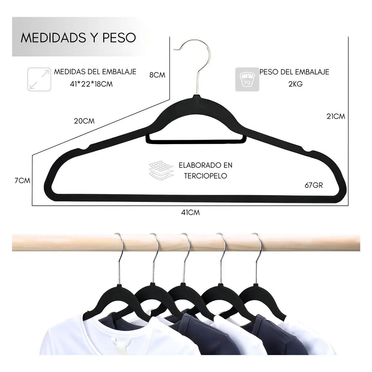 GENERICO - Colgadores De Ropa Ganchos Set 30 Unidades Terciopelo Antideslizante BELUG