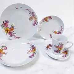 GENERICO - Vajilla 30 piezas con diseño floreado Cayenas