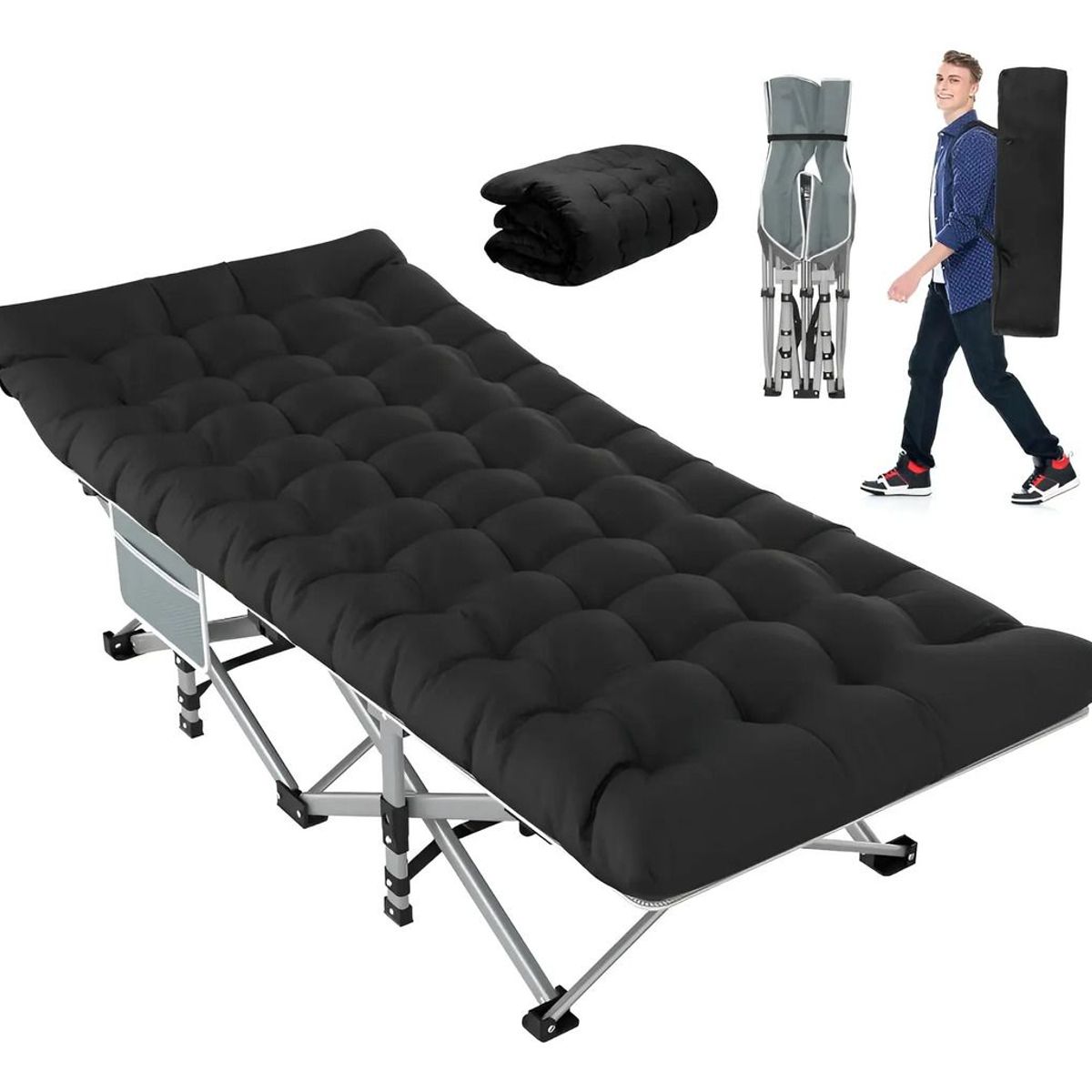 EVERSO - Catrecama Campaña Camping Plegable Acolchado Piscinaplaya