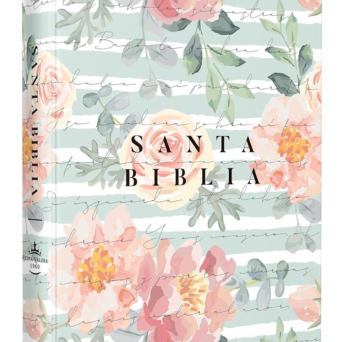 ORIGEN - Biblia Reina Valera 1960 letra grande, tamaño manual, tapa dura rosas rosadas
