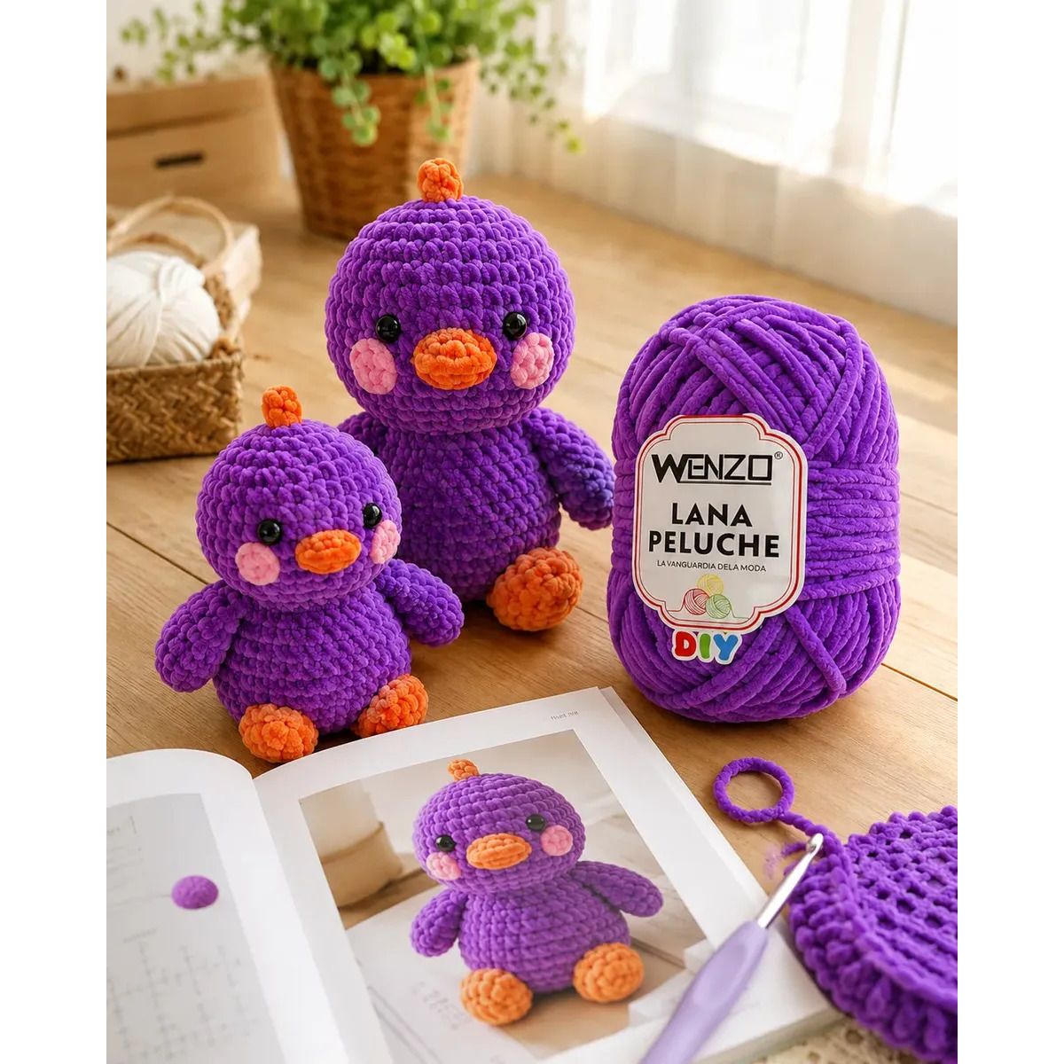 GENERICO - Lana Chenille Wenzo 80g Morada Para Tejer Diy