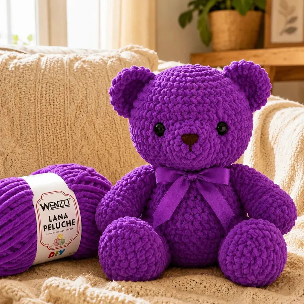 GENERICO - Lana Chenille Wenzo 80g Morada Para Tejer Diy