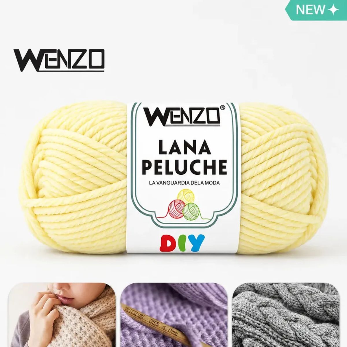GENERICO - Lana Chenille Peluche Beige100g Suave Para Crochet Tejer Diy