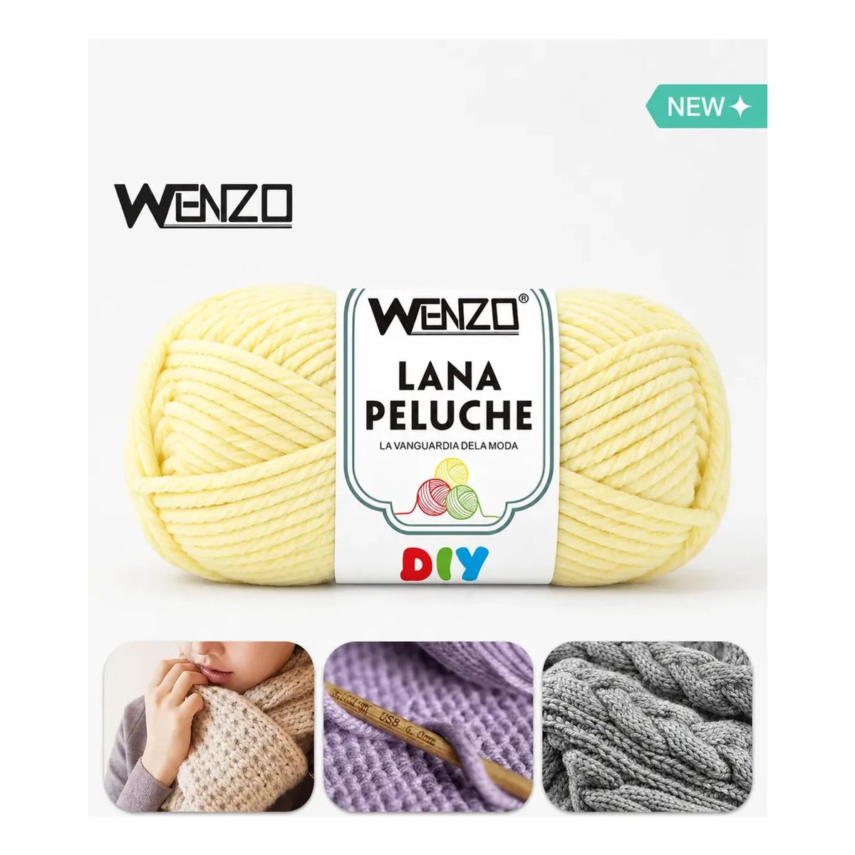 GENERICO - Lana Chenille Peluche Beige100g Suave Para Crochet Tejer Diy