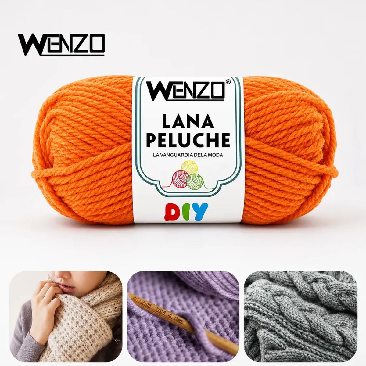 GENERICO - Lana Chenille Peluchenaranja100gsuave Para Crochet Tejer Diy