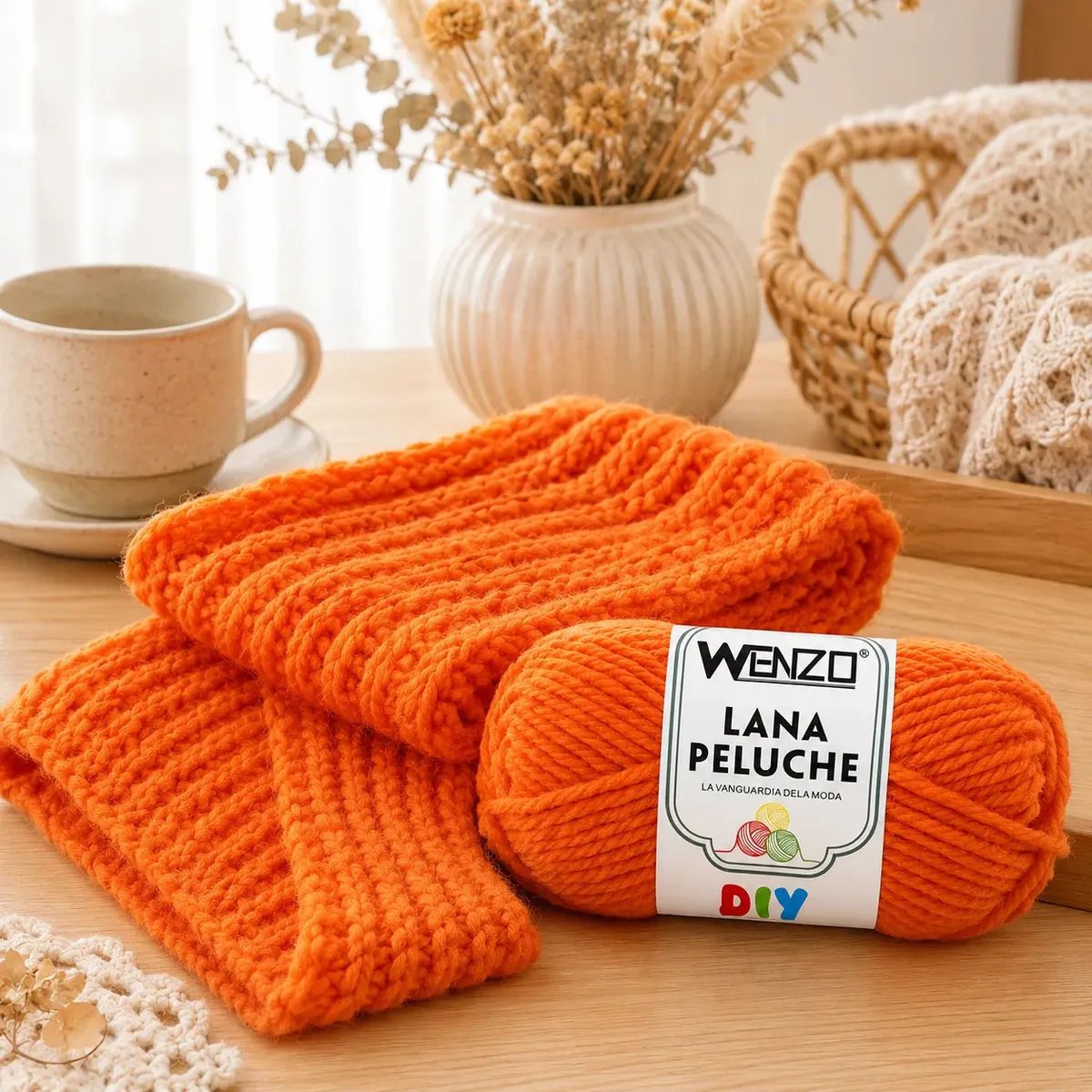 GENERICO - Lana Chenille Peluchenaranja100gsuave Para Crochet Tejer Diy