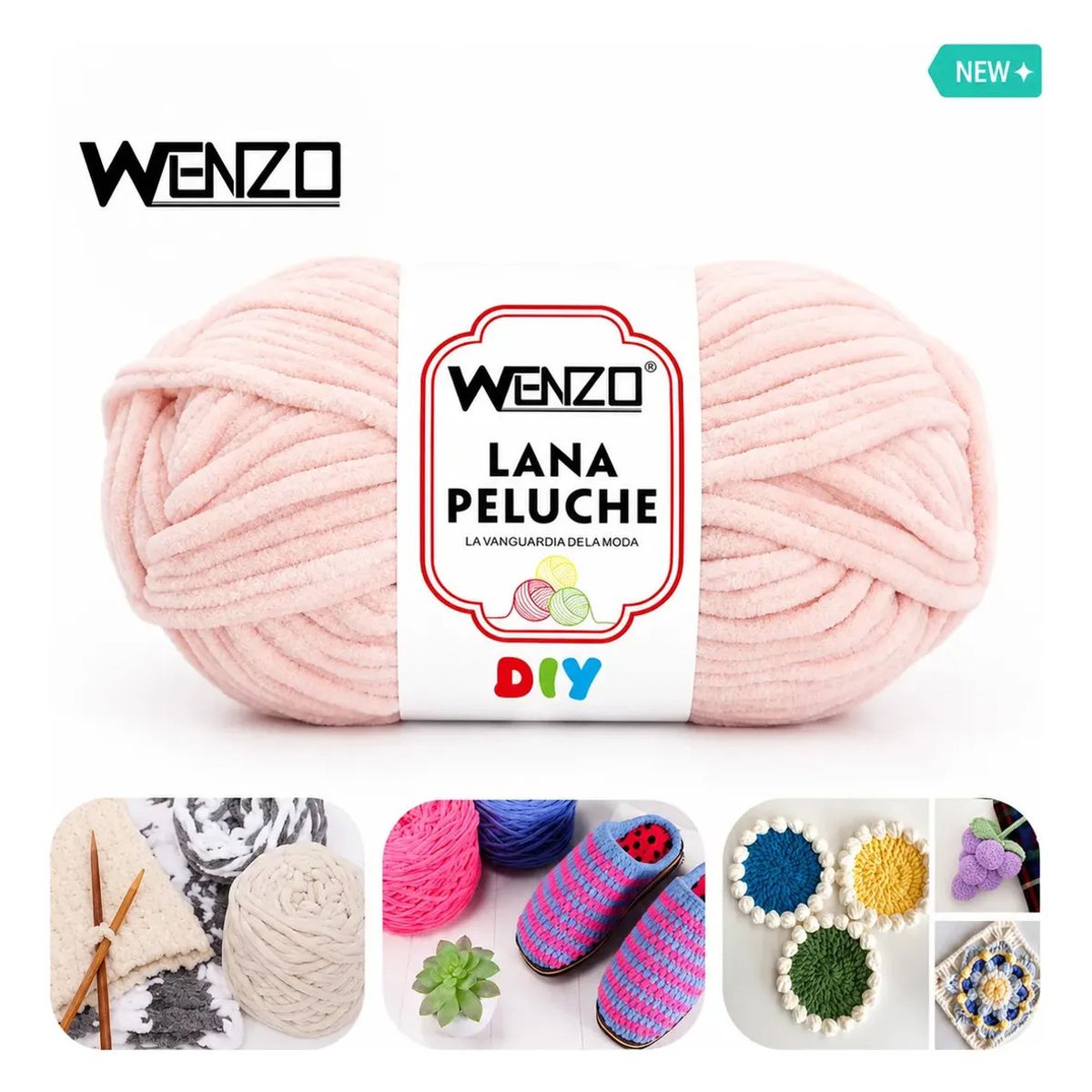 GENERICO - Lana Peluche Chenille Wenzo 90g Color Piel Para Tejer Diy