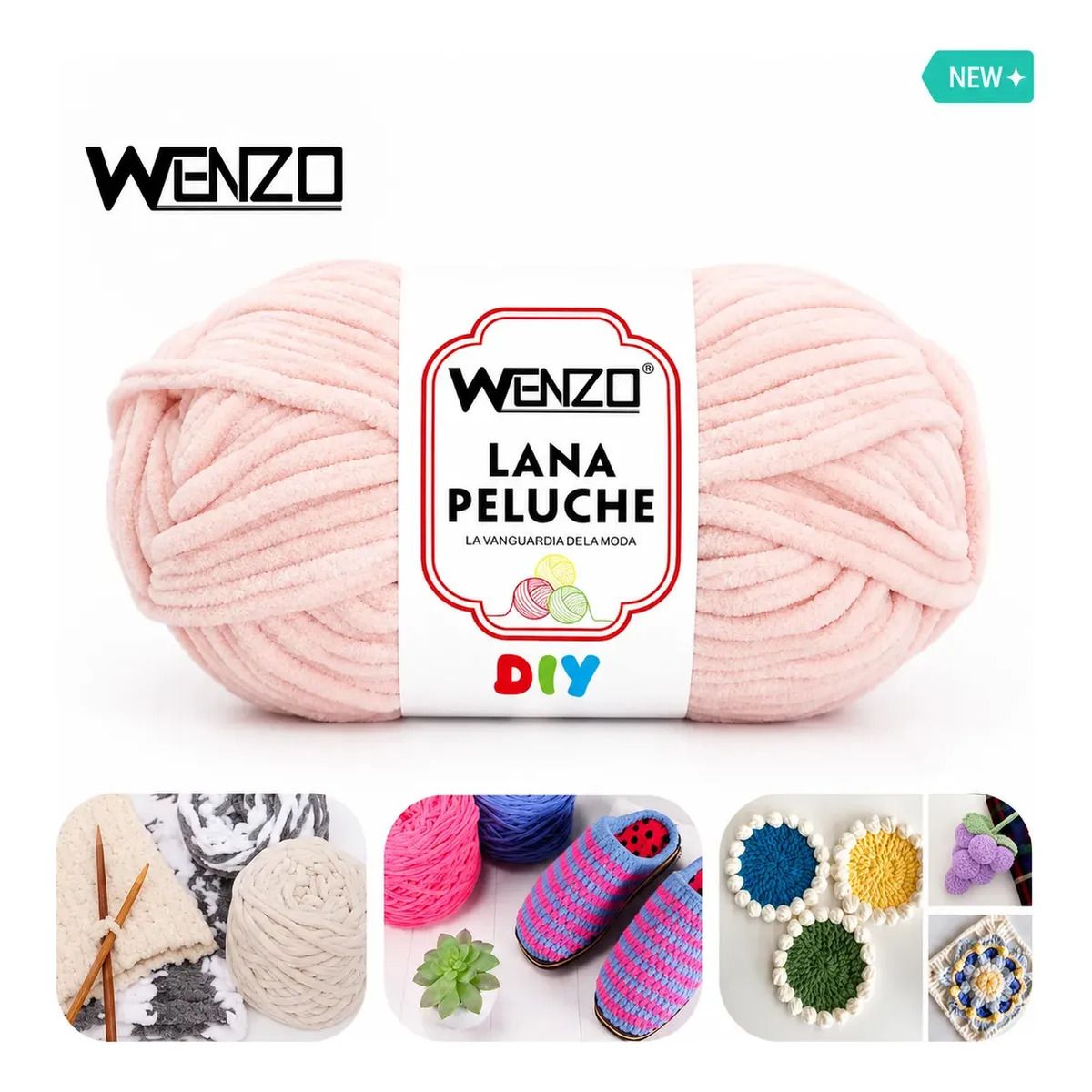 GENERICO - Lana Peluche Chenille Wenzo 90g Color Piel Para Tejer Diy