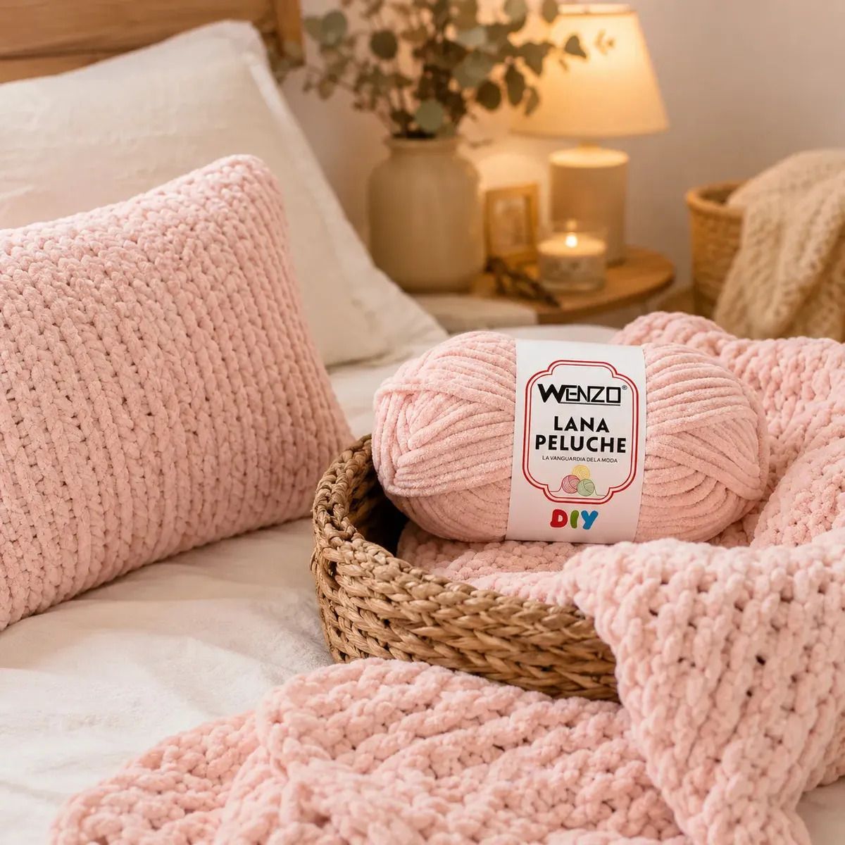 GENERICO - Lana Peluche Chenille Wenzo 90g Color Piel Para Tejer Diy