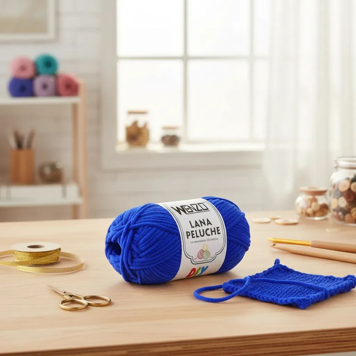 GENERICO - Lana Chenille Peluche Azulrey100gsuavepara Crochet Tejer Diy