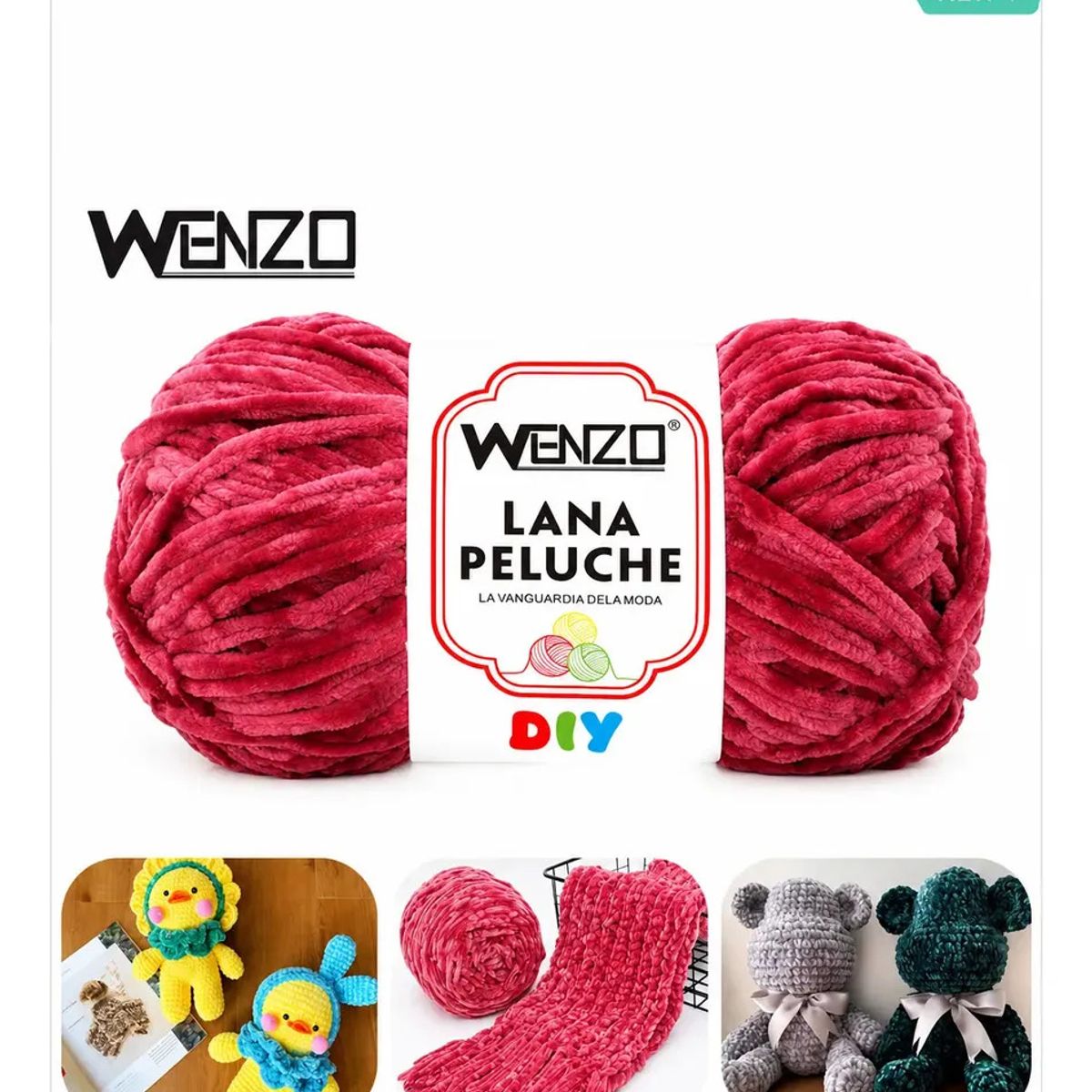 GENERICO - Lana Chenille Wenzo 80g Fucsia Oscuro Para Tejer Diy