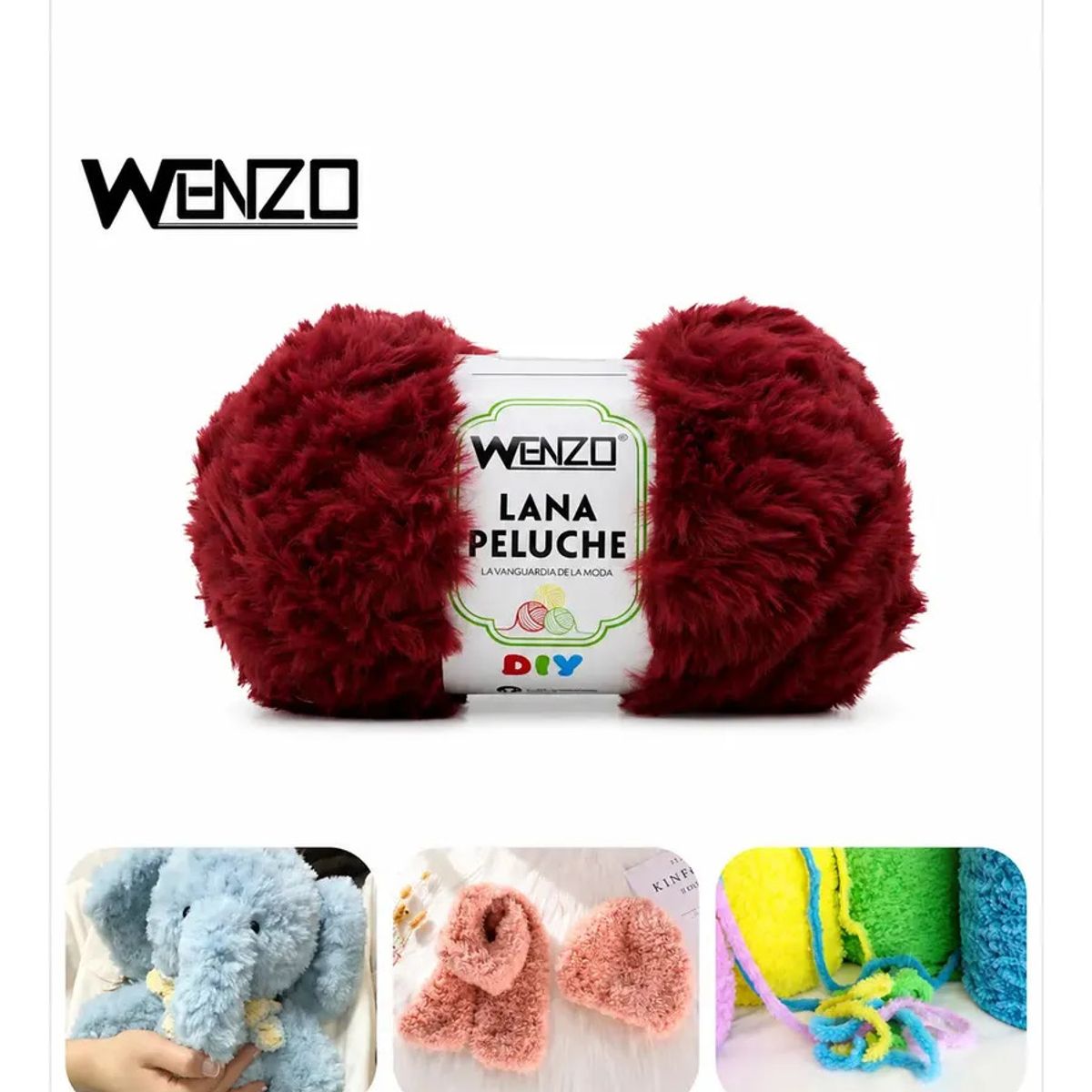 GENERICO - Lana Tipo Pelo De Conejo Burdeo 80g Para Tejer Crochet