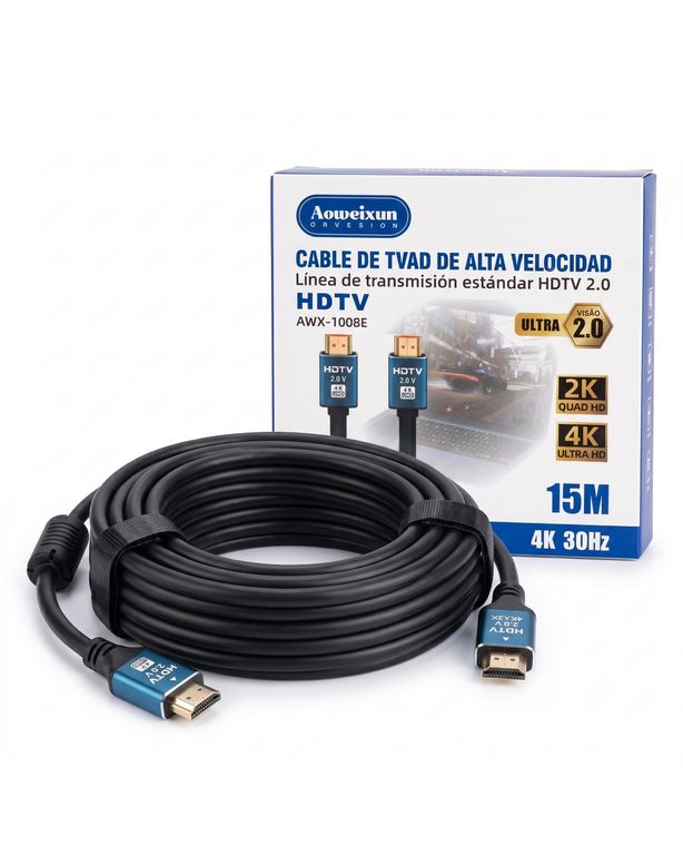 GENERICO Cable HDMI 4k UHD 15 Metros Alta Velocidad V2.0