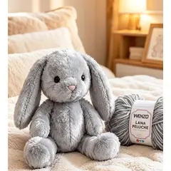 GENERICO - Lana Teddy Gris Plata 80g Suave Peluche Para Crochet