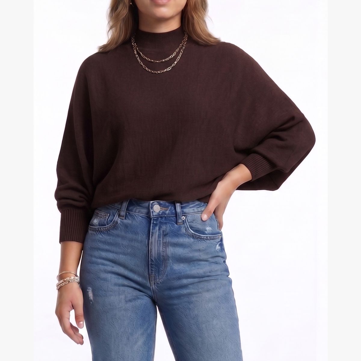 HIPSY SWIMWEAR - Sweater Pullover Mujer Manga globo colores
