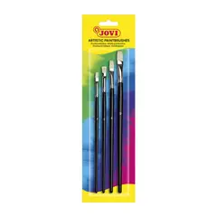 JOVI - Set de 4 Pinceles Artísticos Punta Plana Pelo Natural