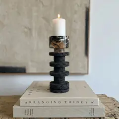 SANTU HOME & DECO - Candelabro Torre Decorativa Travertino Onyx Pequeño