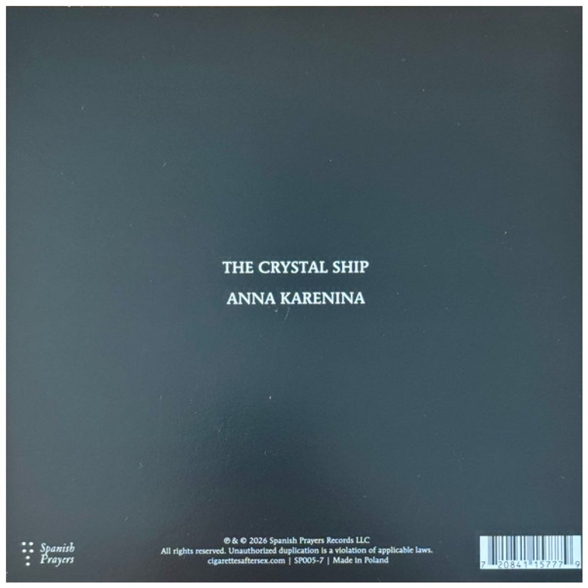 HITWAY MUSIC - CIGARRETS AFTER SEX - THE CRYSTAL SHIPANNA KARENINA 7 SINGLE - 7 MAXI