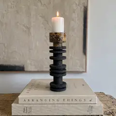 SANTU HOME & DECO - Candelabro Torre Decorativa Travertino Onyx Grande