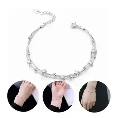 GENERICO - Pulsera diseño en Estrella Y Esferas con baño en Plata 925 + Bolsa Y Paño