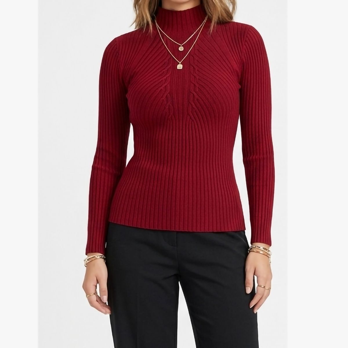 HIPSY SWIMWEAR - Sweater mujer Morley Cuello Alto con lineas Frontal
