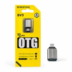 BOROFONE - Adaptador OTG USB 3.0 a Tipo C 5Gbps Metálico