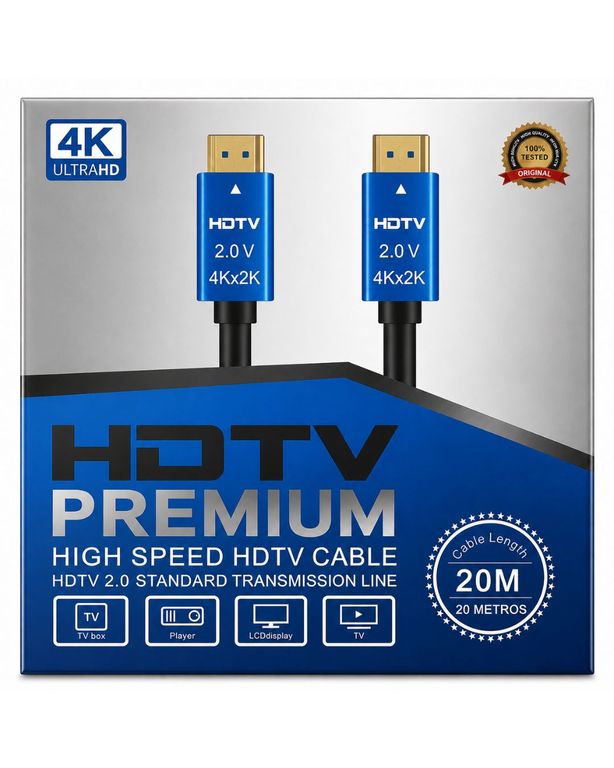 GENERICO Cable HDMI 4k UHD 20 Metros Alta Velocidad V2.0