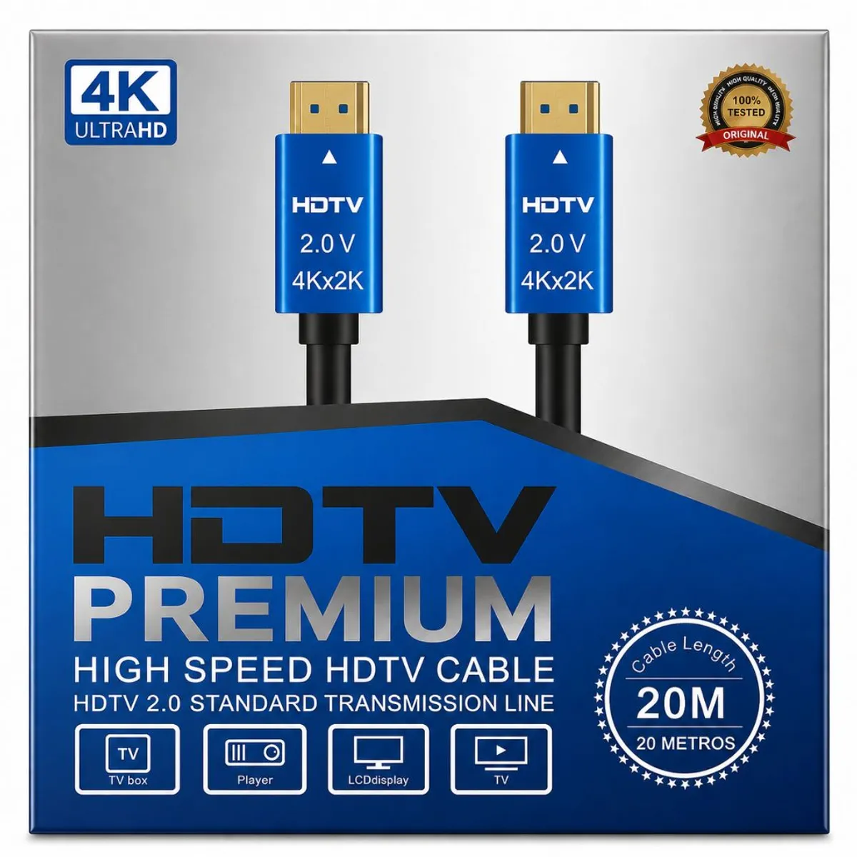 GENERICO - Cable HDMI 4k UHD 20 Metros Alta Velocidad V2.0
