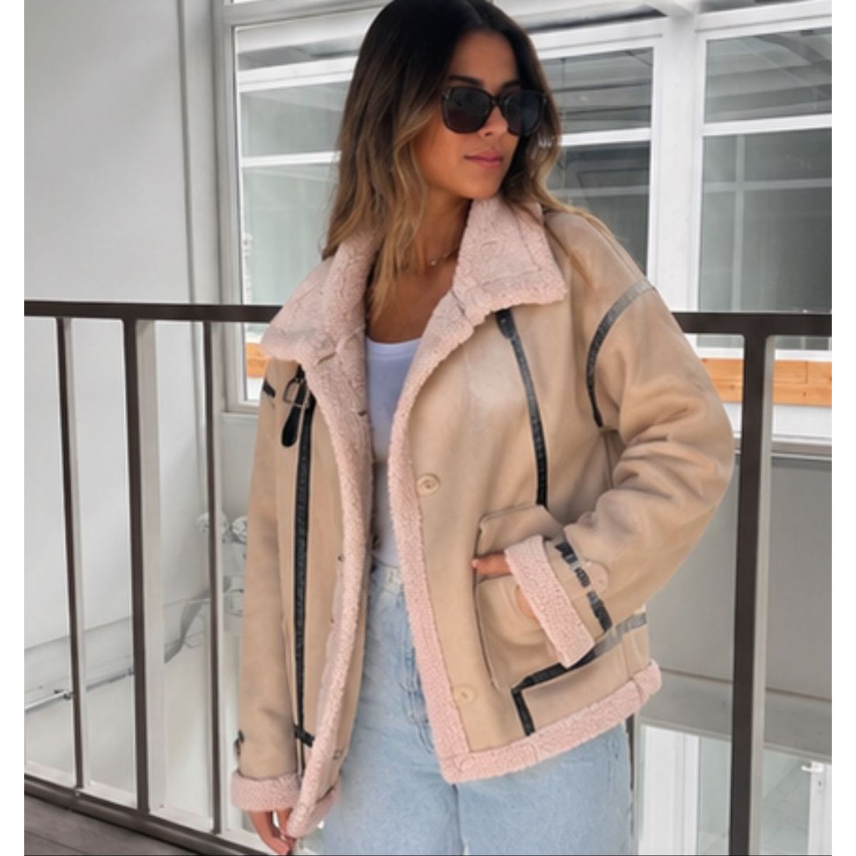 GENERAL - Chaqueta Mujer Aviadora Chiporro Gamuzada Oversize