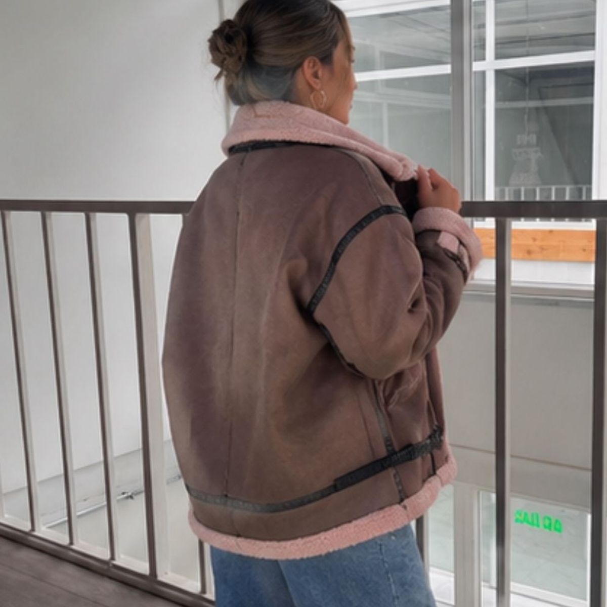 GENERAL - Chaqueta Mujer Aviadora Chiporro Gamuzada Oversize
